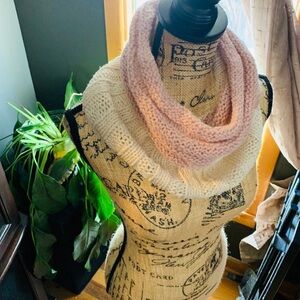 Pink and Cream Knit Cowl Neck Handmade